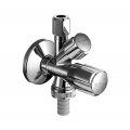 Угловой вентиль комбинированный 1/2"/3/8/3/4 для подключения холодной воды и бытовой техники , хром /035510699/ 