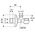 Угловой вентиль для подключения смесителя 1/2 х 1/2 дюйма ,SCHELL COMFORT ,хром /052170699/ 