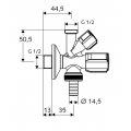 Комбинированный угловой вентиль для подключения бытовой техники Comfort Schell 035690699